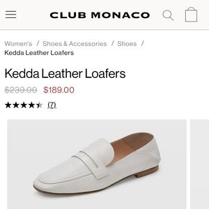 Club Monaco Kedda Leather Loafers size 37 euro / 6 us in white/bone color.